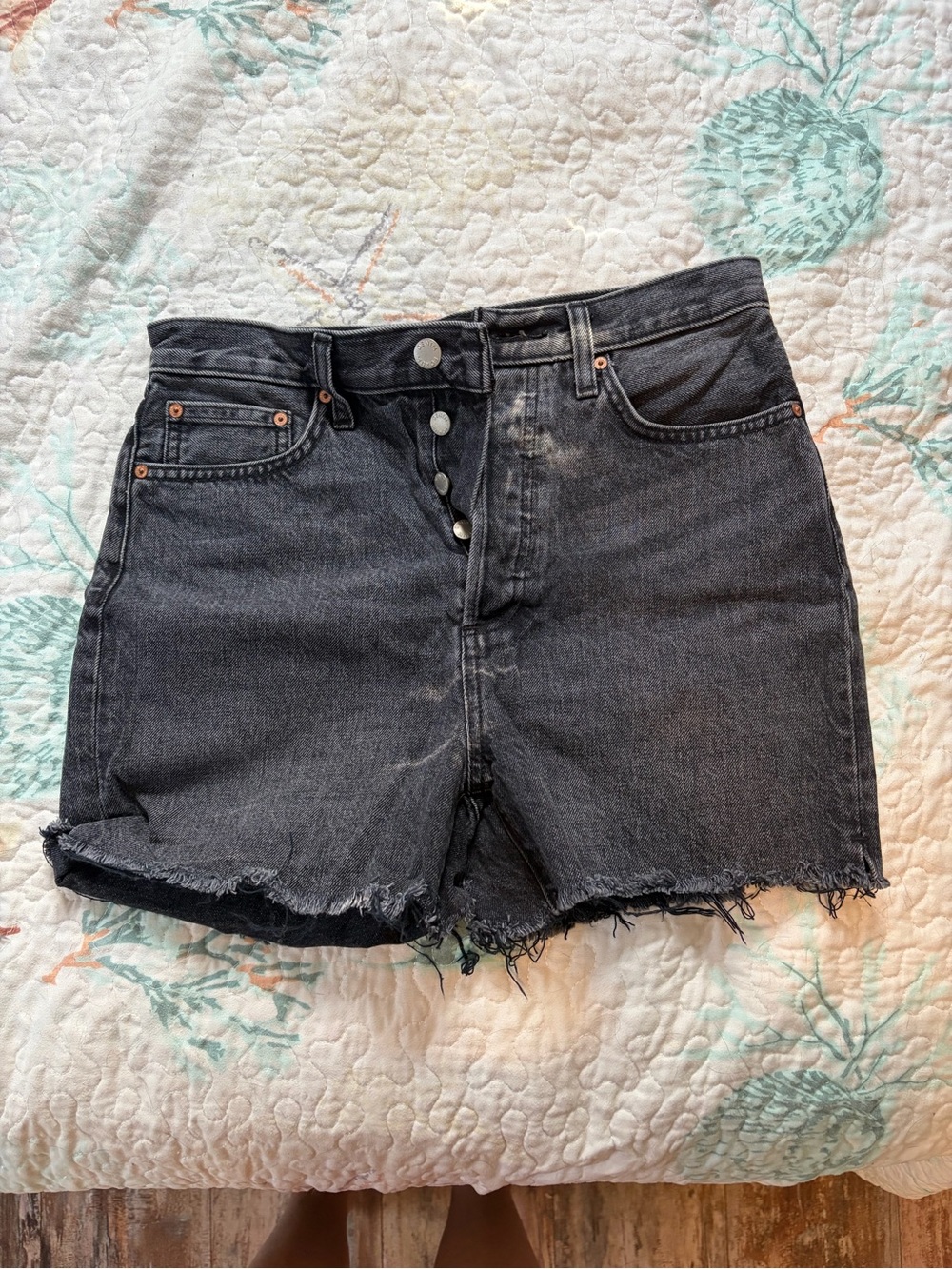 Women's High-Rise Black Denim Cutoff Shorts